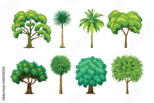 Diverse Tree Collection: A vibrant collection of trees, each with its unique form and foliage, showcasing the beauty and diversity of nature's arboreal creations.