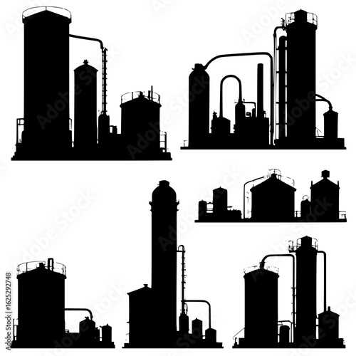 silhouette of industrial factory