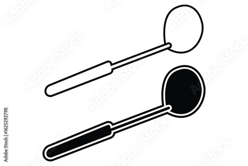 Spoon art silhouette vector out line art on white background