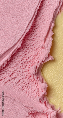 Close-up of pink and pale yellow ice cream