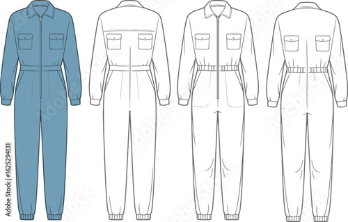 Quarter-zip cropped pullover jacket drawing, front side back views, high collar design, raglan sleeve sketch, elastic waistband, garment template, technical fashion illustration.