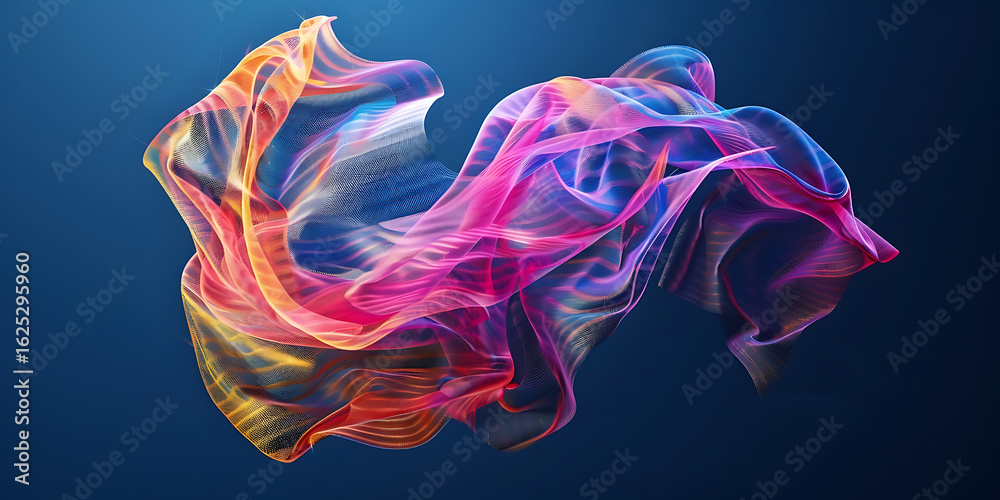 Obraz premium Abstract Digital Composition with Vibrant Colors on Dark Blue