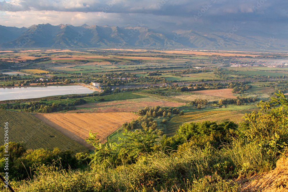 Naklejka premium Landscape on the Olt River, Romania in the early morning.