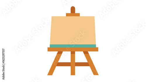 Simple wooden easel with blank canvas ready for art