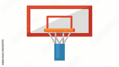 Simple flat design basketball hoop and backboard