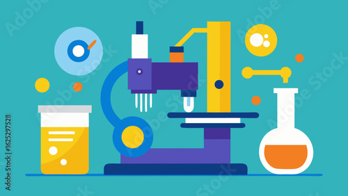 Flat design science laboratory equipment and experiments