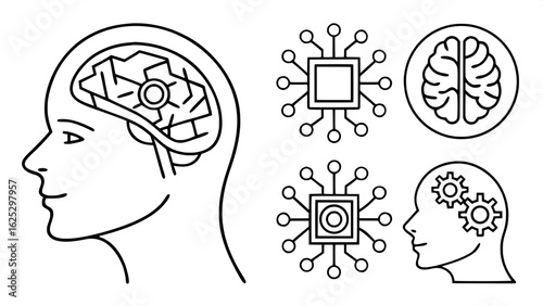 "Artificial Intelligence icons pack. Includes icons like pattern recognition, machine learning, deep learning, IoT, neural networks, and algorithms. Editable stroke, modern flat style vector."