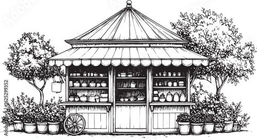 Engraved Outdoor Market Booth