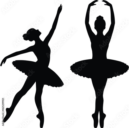 Elegant Ballerina Dancers Silhouette.