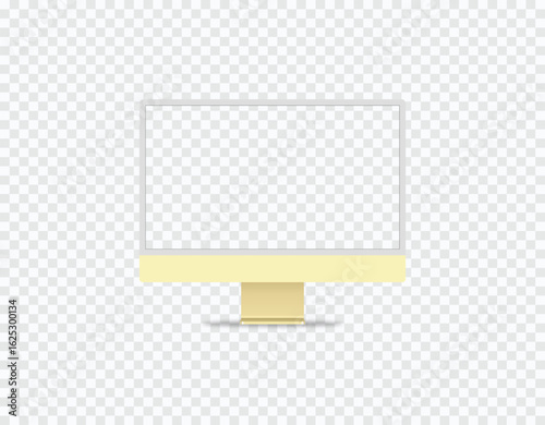 Yellow Realistic transparent frame display computer monitor template mockup isolated vector