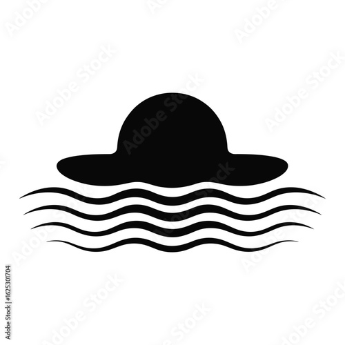 Sun Sate and Water Icon Silhouette