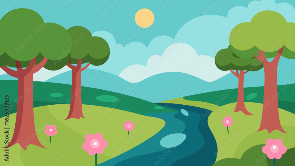 Naklejka premium landscape with trees