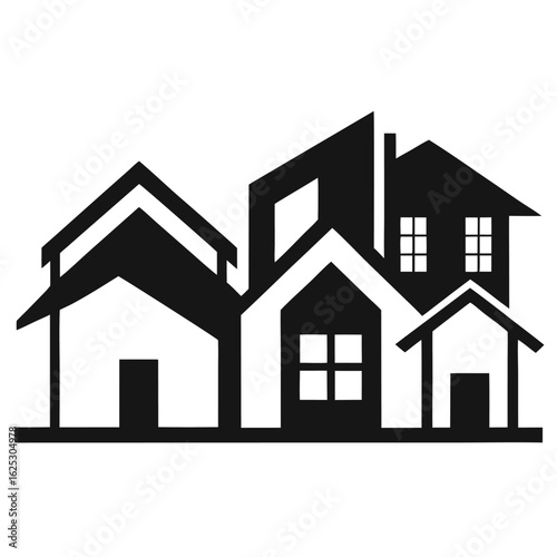 Modern house architecture illustration isolated on white background