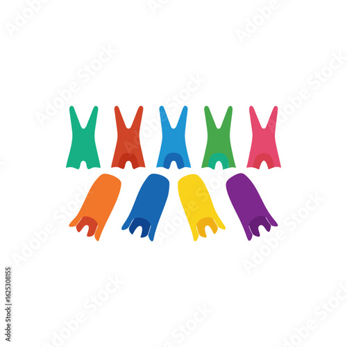 different swimming flipper set 