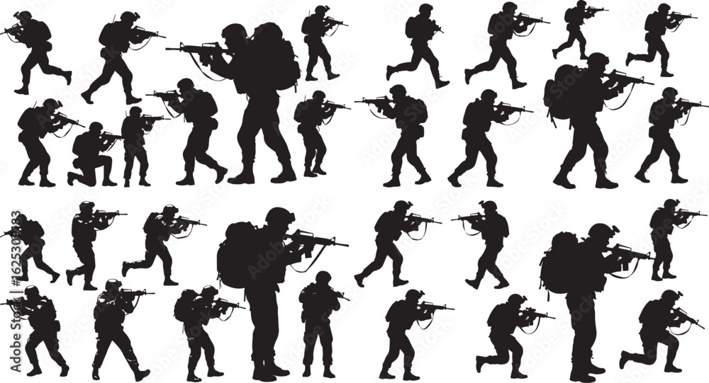 Obraz premium Black vector silhouettes of people illustrating various sports, dance, and fun actions of men, women, and children