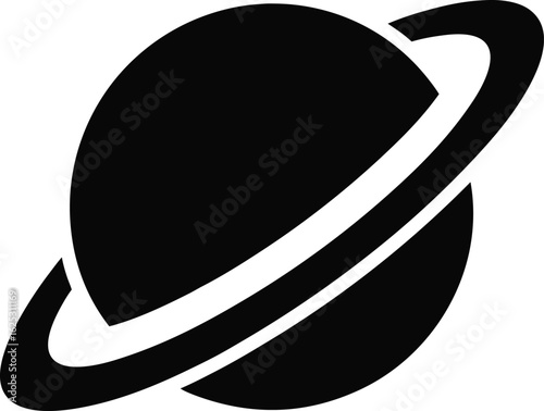black planet ring silhouette on white background