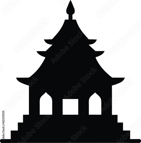 black temple silhouette on white background