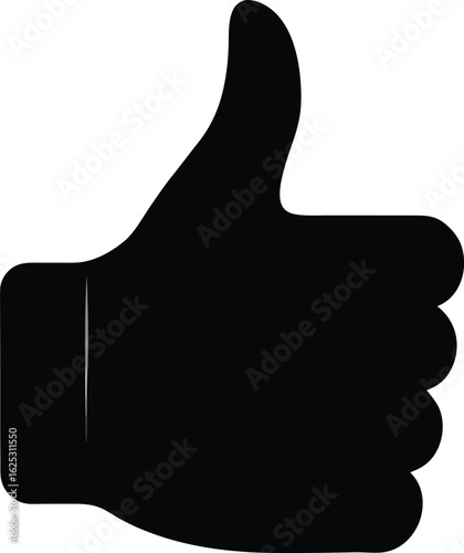 black thumbs up silhouette on white background