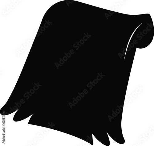 black towel silhouette on white background
