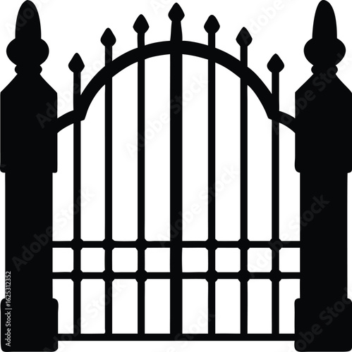 Vector illustration of ornate iron gate isolated