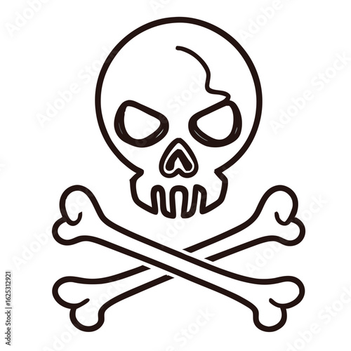 Skull and crossbones vector illustration danger warning