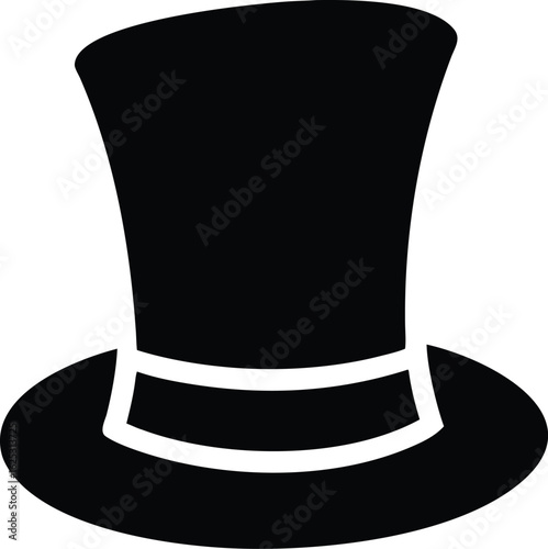 Vector illustration of black silhouette of a top hat isolated
