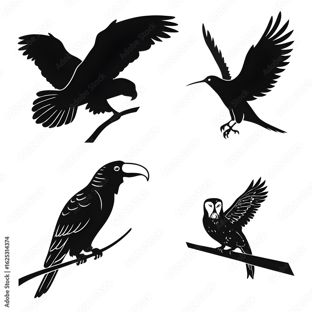 Obraz premium set of silhouettes of birds
