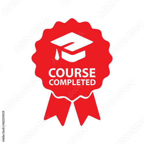 Course Completed Vector Badge in Clean Minimal Style, Editable Formats: AI, EPS, JPG, PNG, Ideal for Both Digital and Print Use
