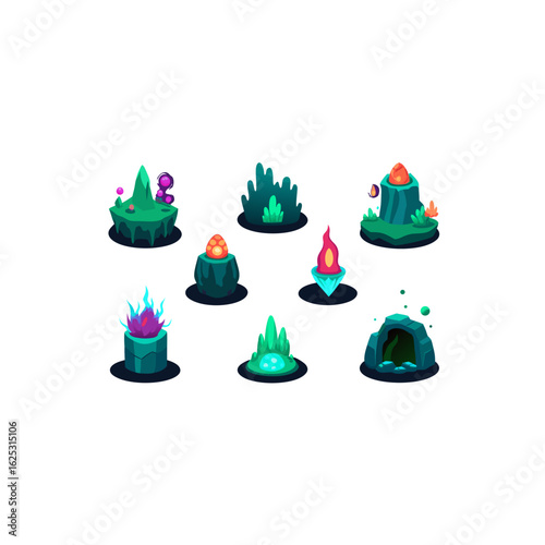  different glowing coral cave set