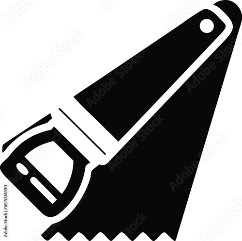 Vector illustration of silhouette of a hand saw isolated
