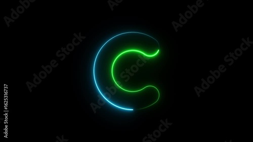 Wallpaper Mural Alphabet C neon animation, Neon Glowing letter on black background, 4k video Torontodigital.ca