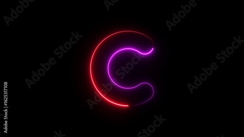 Wallpaper Mural Alphabet C neon animation, Neon Glowing letter on black background, 4k video Torontodigital.ca