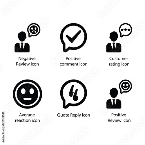 Negative Review, Positive comment, Rating, Average reaction, Quote Reply, Positive Review, icon