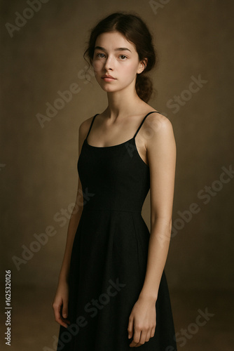 young woman in black dress
