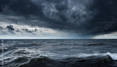 dark stormy sea under ominous clouds