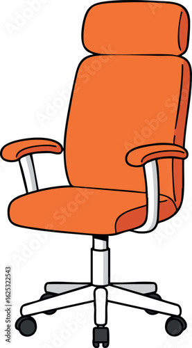 Ergonomic office chair with orange upholstery and adjustable armrests for comfortable workspace seating