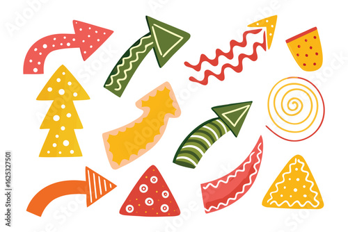 Arrow Collection: a vibrant compilation of artistic arrows with diverse shapes and designs, offering a playful approach to showcasing direction, progress, and guidance.
