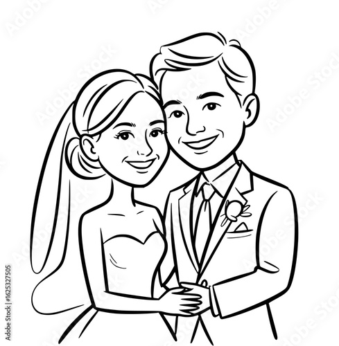 Eternal Union: An endearing illustration captures a couple's embrace, symbolizing the profound beginning of their journey, portraying everlasting love, and happiness.