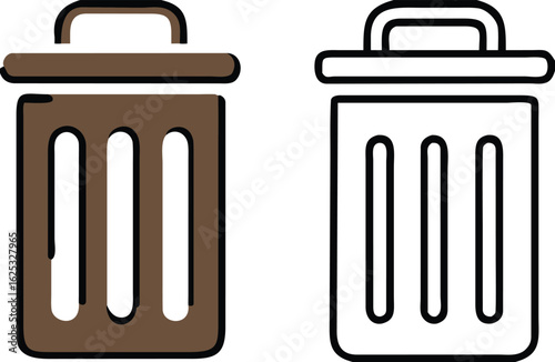 Bin icon set. Trash can, delete button. Vector
