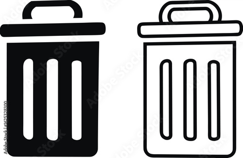 Bin icon set. Trash can, delete button. Vector
