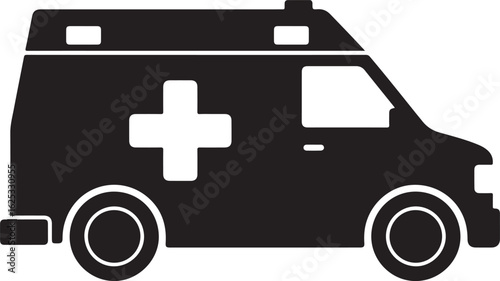 Ambulance silhouette vector illustration emergency medical service vehicle for health care and rapid response in urgent situations promoting safety and accessibility