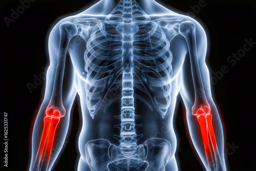 Ulna Bone Highlight – 3D Human Forearm Anatomy Illustration