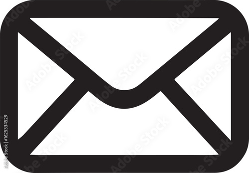 Simple bold black line icon of a closed envelope. A vector graphic symbol for mail, communication, and messaging on a white background.