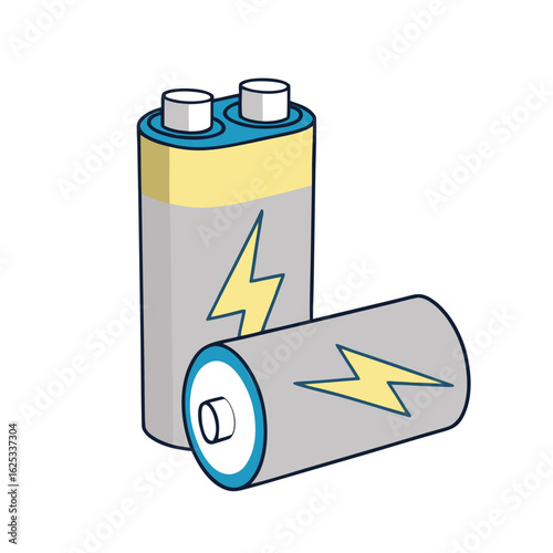 Two batteries with lightning bolts battery power
