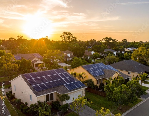Sustainable Suburb at Golden Hour
