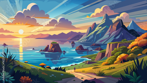 Exciting morning view of Caccia cape. Nice spring sunrise on Sardinia island, Italy, Europe. Great morning seascape of Mediterranean sea. Beauty of nature concept background.