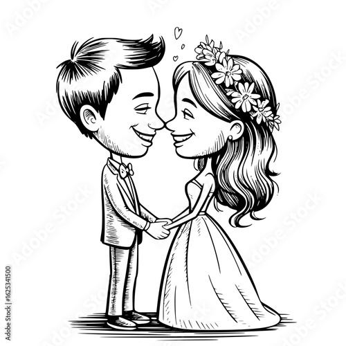 Eternal Vows: A tender illustration captures the radiant couple's blissful embrace, a symbol of enduring love and commitment for a lifetime together. 