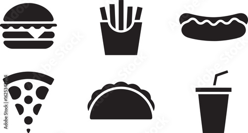 Fast Food Icons Vector Set A Collection of Junk Food Graphics with Transparent Background