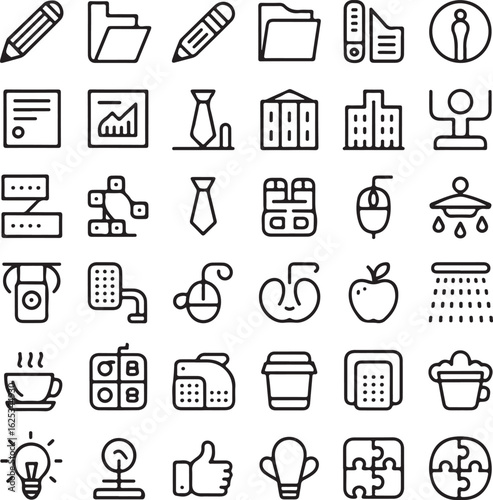 Collection of Business And Office Related Icons pencil folder