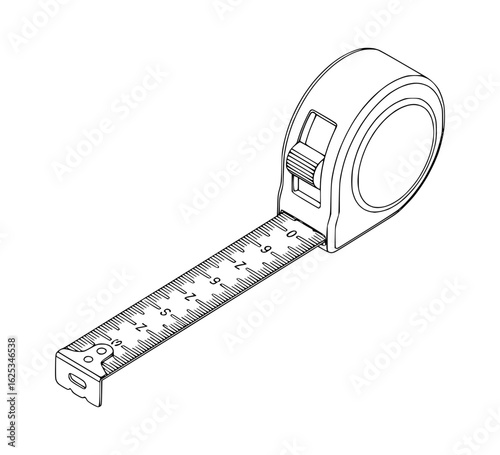 Isometric Measuring Tape Line Art
